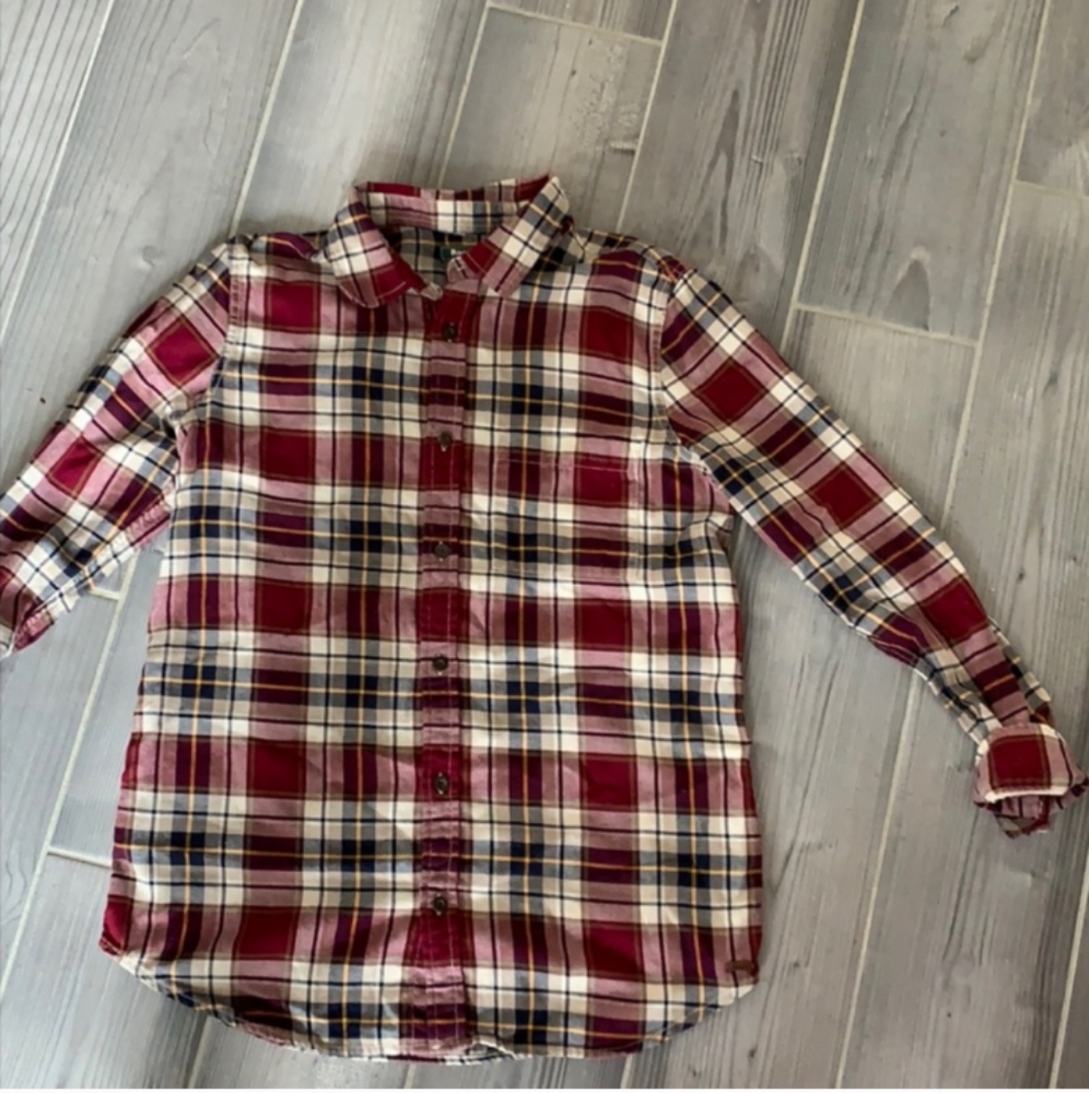 New Roots Womens Plaid Red & White Button Down Long Sleeve Shirt Size XS